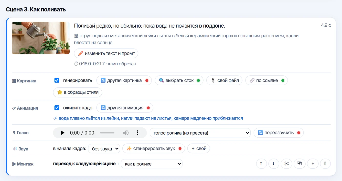 Окно программы «Раскадровка»